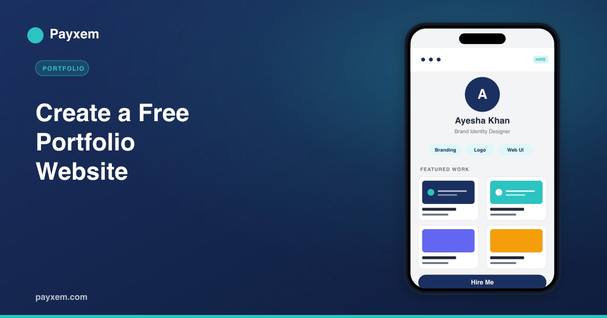 Create a free professional portfolio website with Payxem for freelancers and consultants